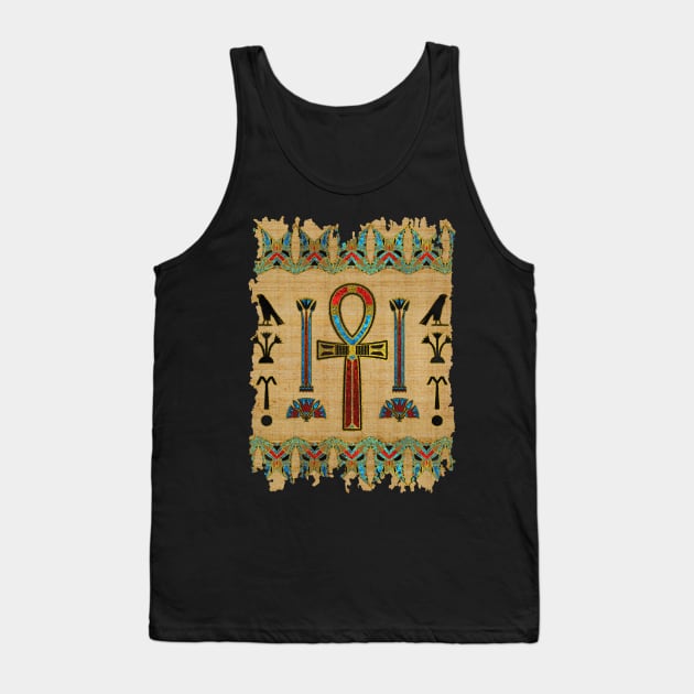 Egyptian Cross - Ankh Ornament on papyrus Tank Top by Nartissima